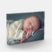 Moderne Babyfoto Witte Script LoveTypography Fotoblokken (Links)