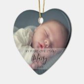 Moderne babyfoto's eerste kerstmis keramisch ornament (Links)