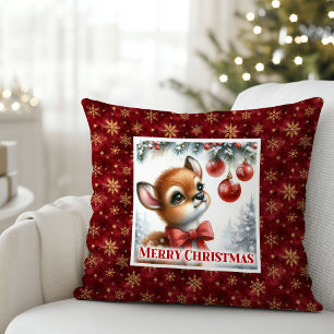 Moderne babyhert besneeuwd bos kinder cadeau Kerst Kussen