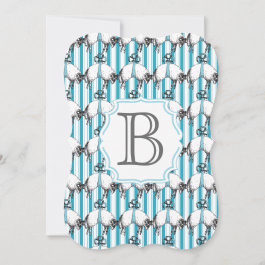 Moderne babyjongen Cute Lamb Pattern Shower Kaart (Achterkant)