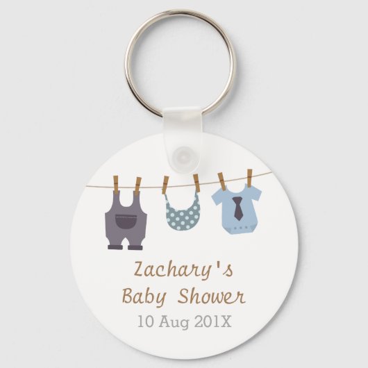 Moderne babykleding Baby Boy Shower Party Favors Sleutelhanger (Voorkant)