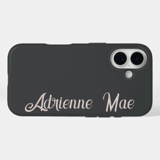 Moderne babyroze blush script monogram naam Case-Mate iPhone case (Achterkant (horizontaal))