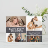 Moderne baby's 1e Kerstmis Familie Fotocollage Kaart (Staand voorkant)