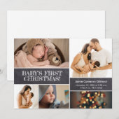 Moderne baby's 1e Kerstmis Familie Fotocollage Kaart (Voorkant / Achterkant)