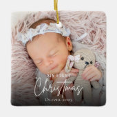Moderne Baby's Eerste Kerstfoto Keepsake Keramisch Ornament (Voorkant)