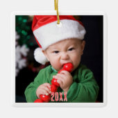 Moderne Baby's Eerste Kerstfoto Keramische Cerami Keramisch Ornament (Voorkant)