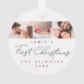 Moderne Baby's Eerste Kerstmis Multi Foto's Custom Ornament (achterkant)