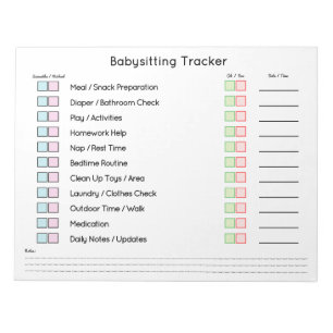Moderne babysit tracker takenplanner notitieblok