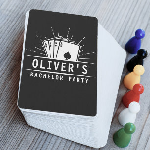 Moderne Bachelor Party Grooms Naam Casino   Zwart Pokerkaarten