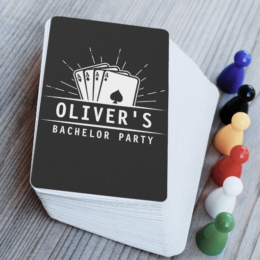 Moderne Bachelor Party Grooms Naam Casino | Zwart Pokerkaarten