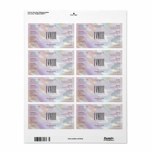 Moderne Bad Lichaam Schoonheid Ingrediënten Hologr Etiket (Full Sheet)