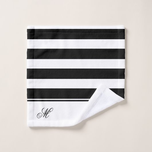 Moderne badkamer B met zwarte en witte strepen Bad Handdoek (Wasdoekje)