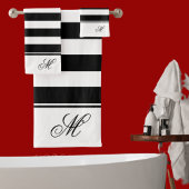 Moderne badkamer B met zwarte en witte strepen Bad Handdoek