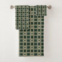 Moderne badkamer met bosgroene Griekse sleutel geo