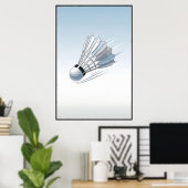 Moderne Badminton Shuttlecock Mid Flight Art Poster (Thuiskantoor)