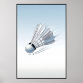 Moderne Badminton Shuttlecock Mid Flight Art Poster (Voorkant)