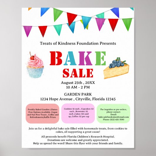 Moderne Bake of Cake Sale Fondsenwerving Poster (Voorkant)