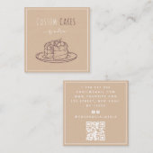 Moderne Baker Cake Artist QR Code Social Media Coo Vierkante Visitekaartje (Voorkant / Achterkant)
