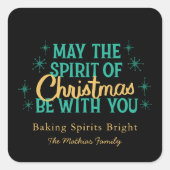 Moderne bakgeesten helder gekleurde Kerstmis Vierkante Sticker (Voorkant)