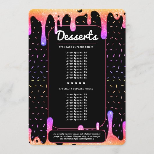 Moderne Bakker Catering Decorateur Drip Regenboog  Menu (Voorkant)