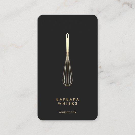 Moderne bakker gebak Elegante zwarte gouden whisk Visitekaartje (Voorkant)