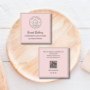 Moderne bakkerij aangepaste logo QR sociale media  Vierkante Visitekaartje