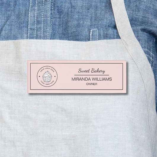 Moderne bakkerij aangepaste logo roze naambadge