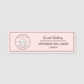 Moderne bakkerij aangepaste logo roze naamplaatje (Voorkant)