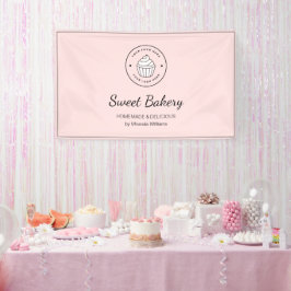 Moderne bakkerij aangepaste logo roze spandoek