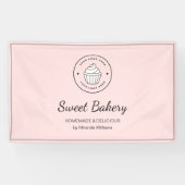 Moderne bakkerij aangepaste logo roze spandoek (Horizontaal)
