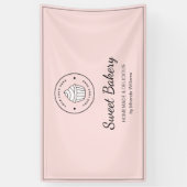 Moderne bakkerij aangepaste logo roze spandoek (Verticaal)