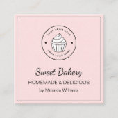 Moderne bakkerij aangepaste logo roze vierkante visitekaartje (Voorkant)