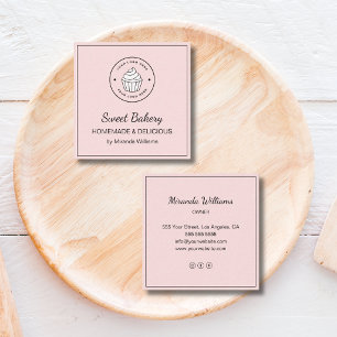Moderne bakkerij aangepaste logo roze vierkante visitekaartje