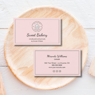 Moderne bakkerij aangepaste logo roze visitekaartje