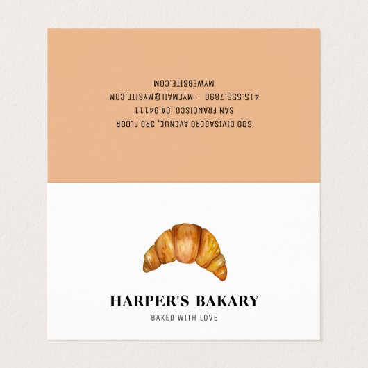 Moderne bakkerij Croissant Professional Logo Visitekaartje (Buitenkant ongevouwen)