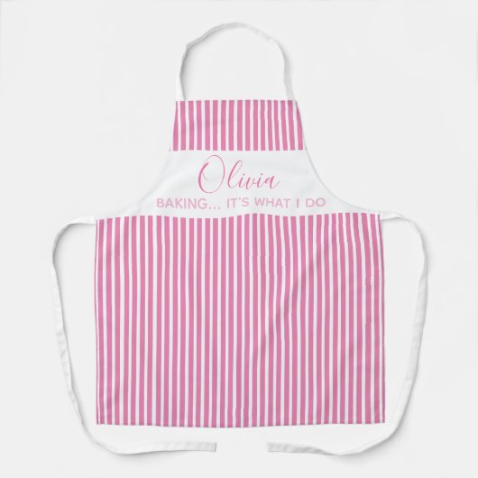 Moderne Bakkerij Dat Is Wat Ik Doe Roze Gestreepte Schort (Voorkant)