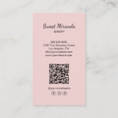 Moderne Bakkerij Foto QR Social Media Icons Roze Visitekaartje (Achterkant)