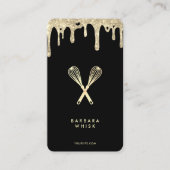 Moderne bakkerij gebak Whisk Zwart Goud Drip Visitekaartje (Voorkant)