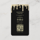 Moderne bakkerij gebak Whisk Zwart Goud Drip Visitekaartje (Achterkant)