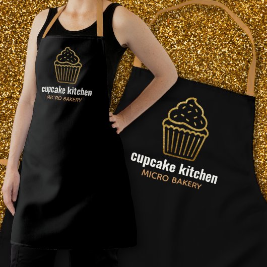 moderne bakkerij met de naam goud glitter cupcake  schort