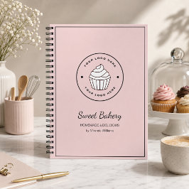 Moderne Bakkerij Roze Aangepast Logo Notitieboek