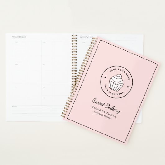 Moderne bakkerij roze aangepast logo planner (Display)