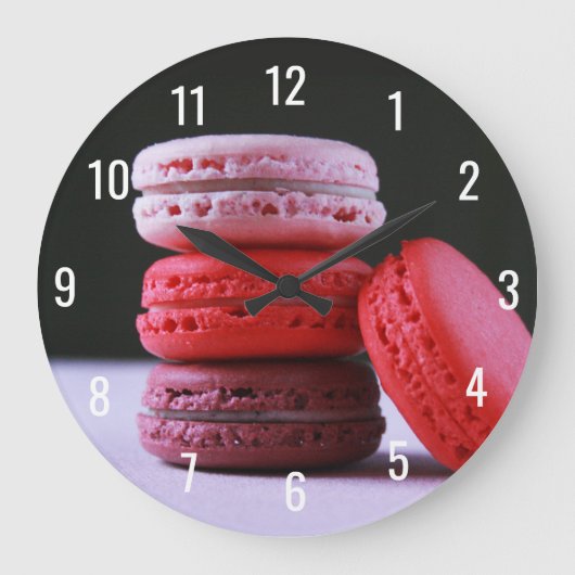 Moderne Bakkerij Roze Franse Macaron Grote Klok (Voorkant)