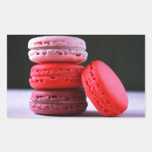 Moderne Bakkerij Roze Franse Macaron Rechthoekige Sticker