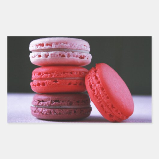 Moderne Bakkerij Roze Franse Macaron Rechthoekige Sticker (Voorkant)
