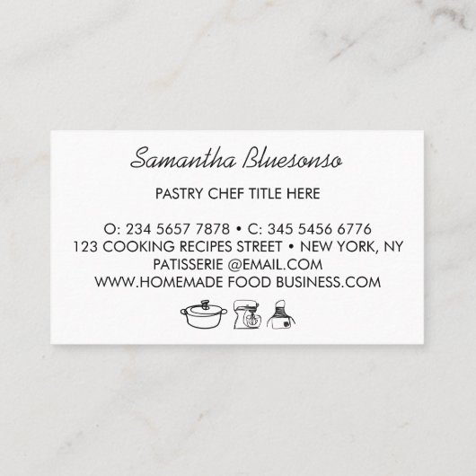 Moderne bakkerij zelfgemaakt voedsel visitekaartje (Achterkant)
