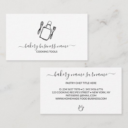 Moderne bakkerij zelfgemaakte voedselrecepten visitekaartje (Voorkant / Achterkant)