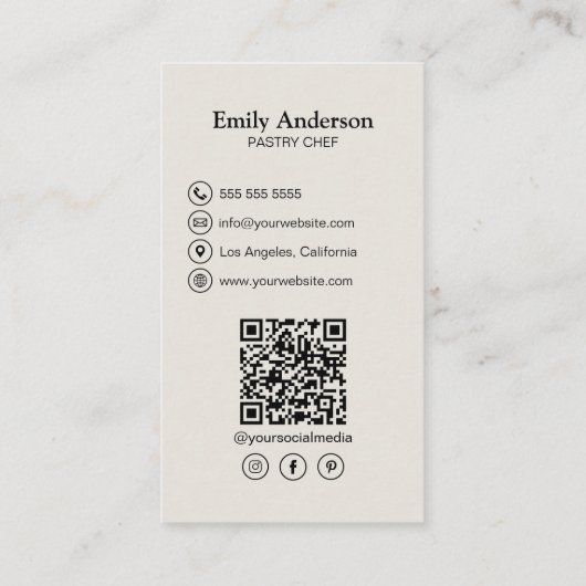 Moderne bakkerijchef visitekaartje (Achterkant)