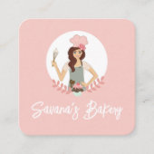 Moderne  bakkerijdiensten voor dames en heren Roze Vierkante Visitekaartje (Voorkant)