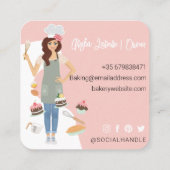 Moderne  bakkerijdiensten voor dames en heren Roze Vierkante Visitekaartje (Achterkant)